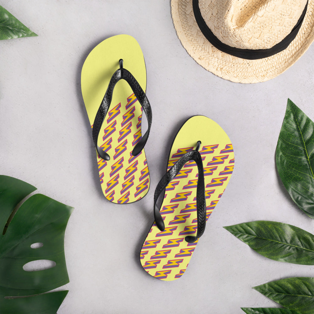 Intergalactic Lightning Bolts (Yellow) Flip-Flops