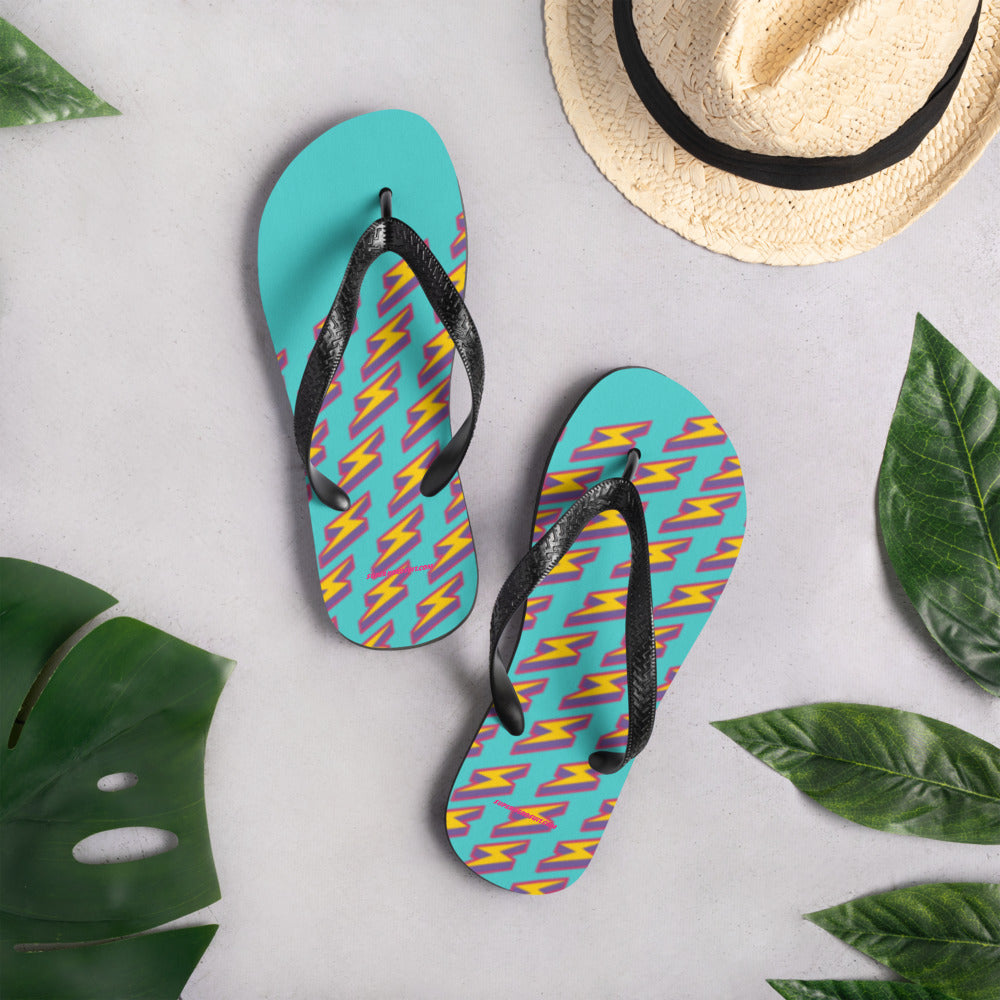 Intergalactic Lightning Bolts (Aqua) Flip-Flops