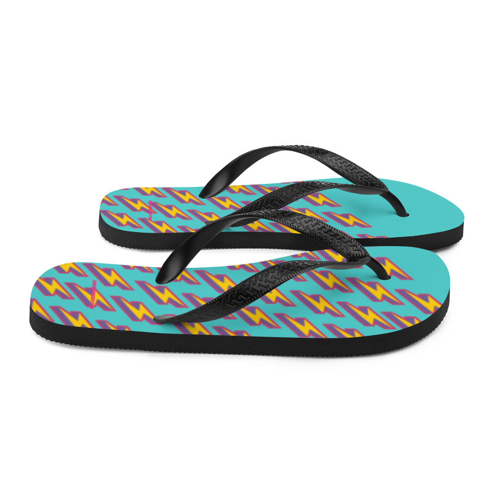 Intergalactic Lightning Bolts (Aqua) Flip-Flops