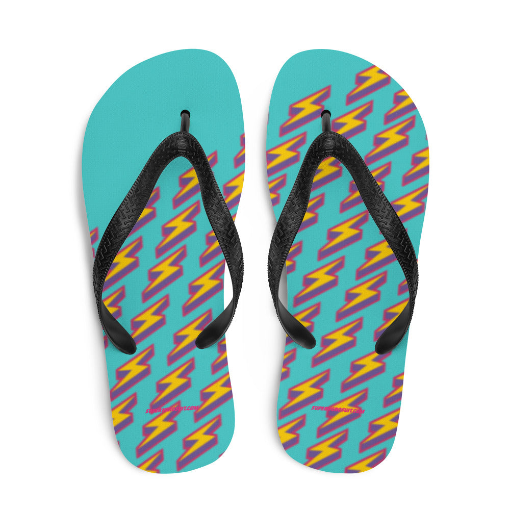 Intergalactic Lightning Bolts (Aqua) Flip-Flops