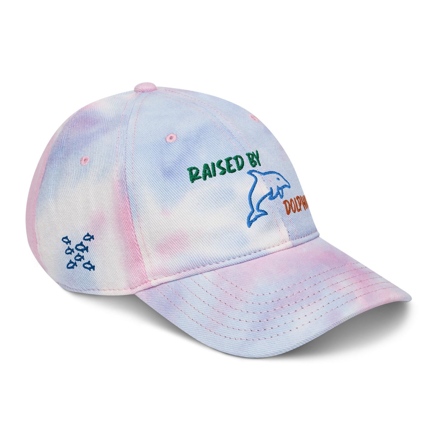 Raised By Dolphins Tie Dye Embroidered Hat