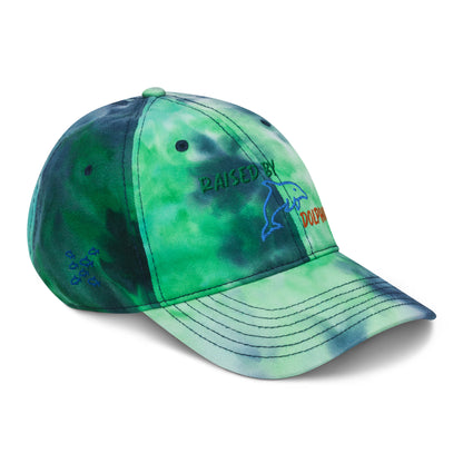 Raised By Dolphins Tie Dye Embroidered Hat