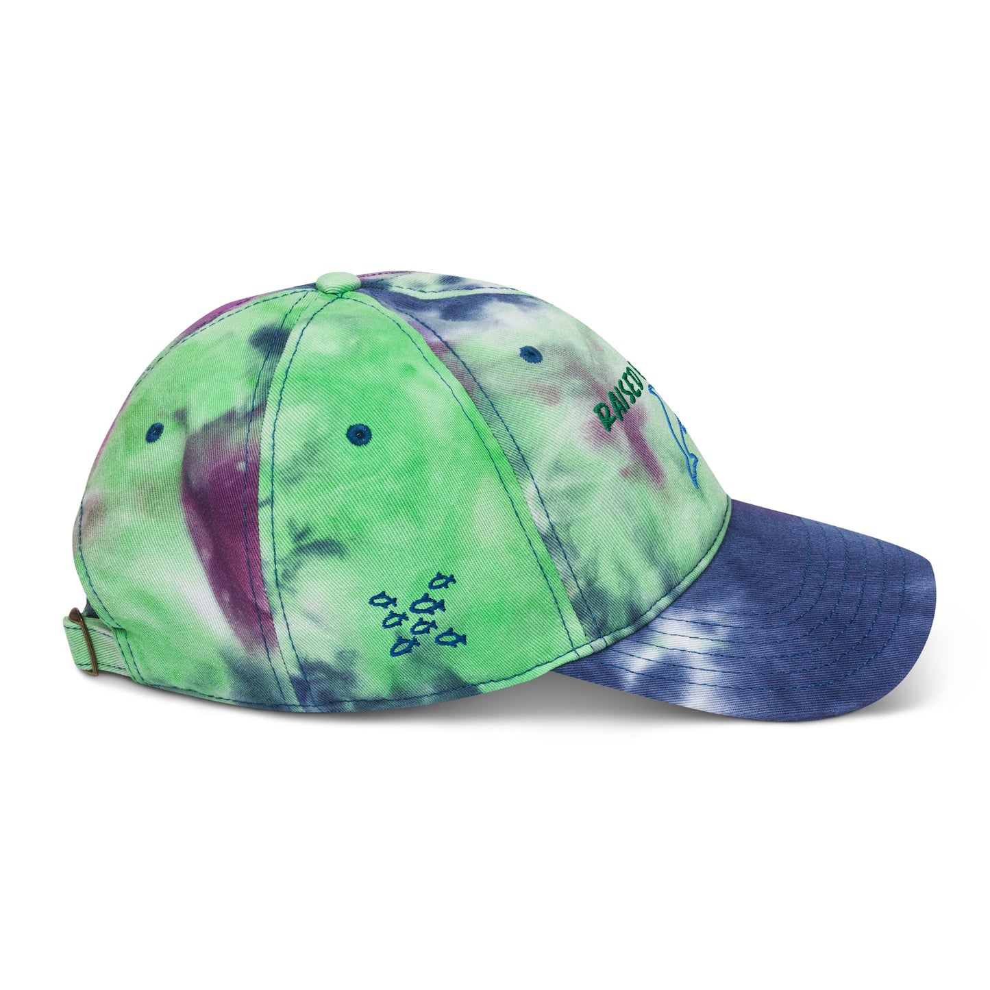 Raised By Dolphins Tie Dye Embroidered Hat