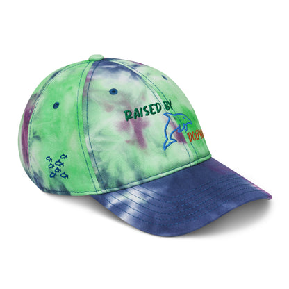 Raised By Dolphins Tie Dye Embroidered Hat