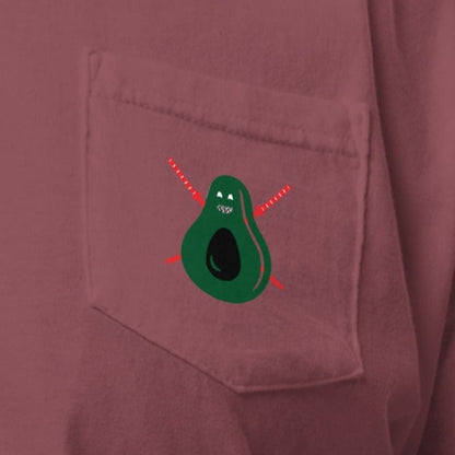 Avocado With Teeth Unisex Garment-Dyed Pocket Tee