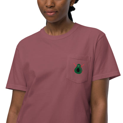 Avocado With Teeth Unisex Garment-Dyed Pocket Tee