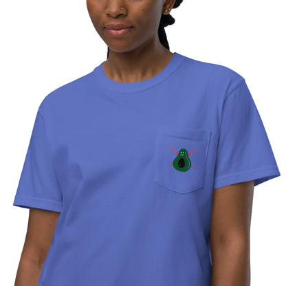 Avocado With Teeth Unisex Garment-Dyed Pocket Tee