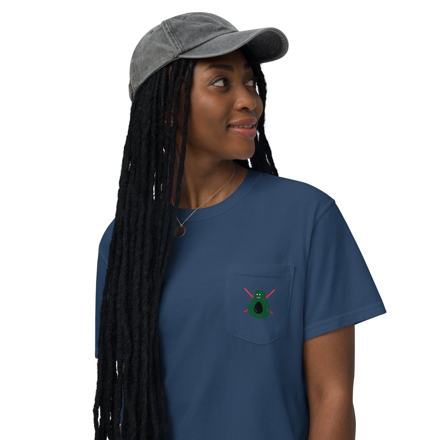 Avocado With Teeth Unisex Garment-Dyed Pocket Tee