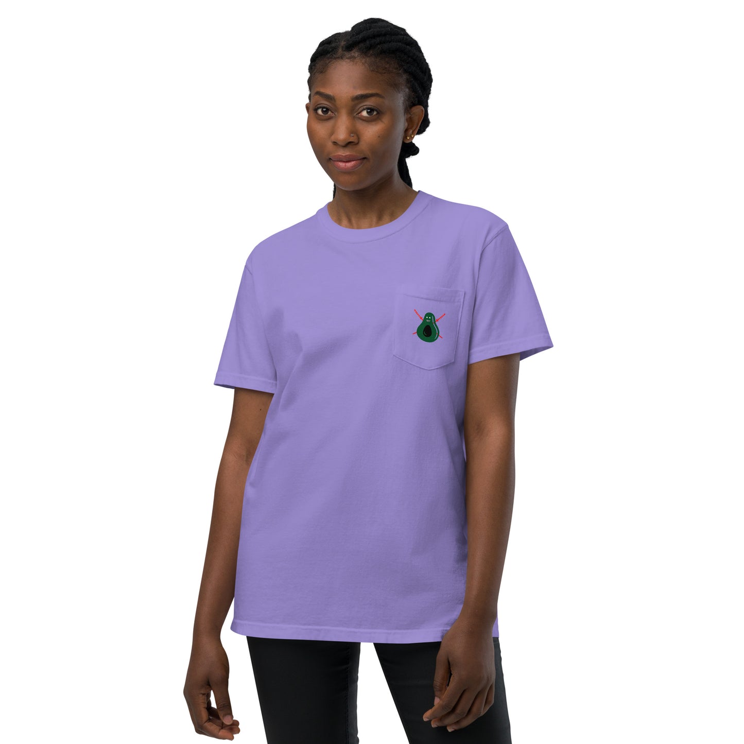 Avocado With Teeth Unisex Garment-Dyed Pocket Tee