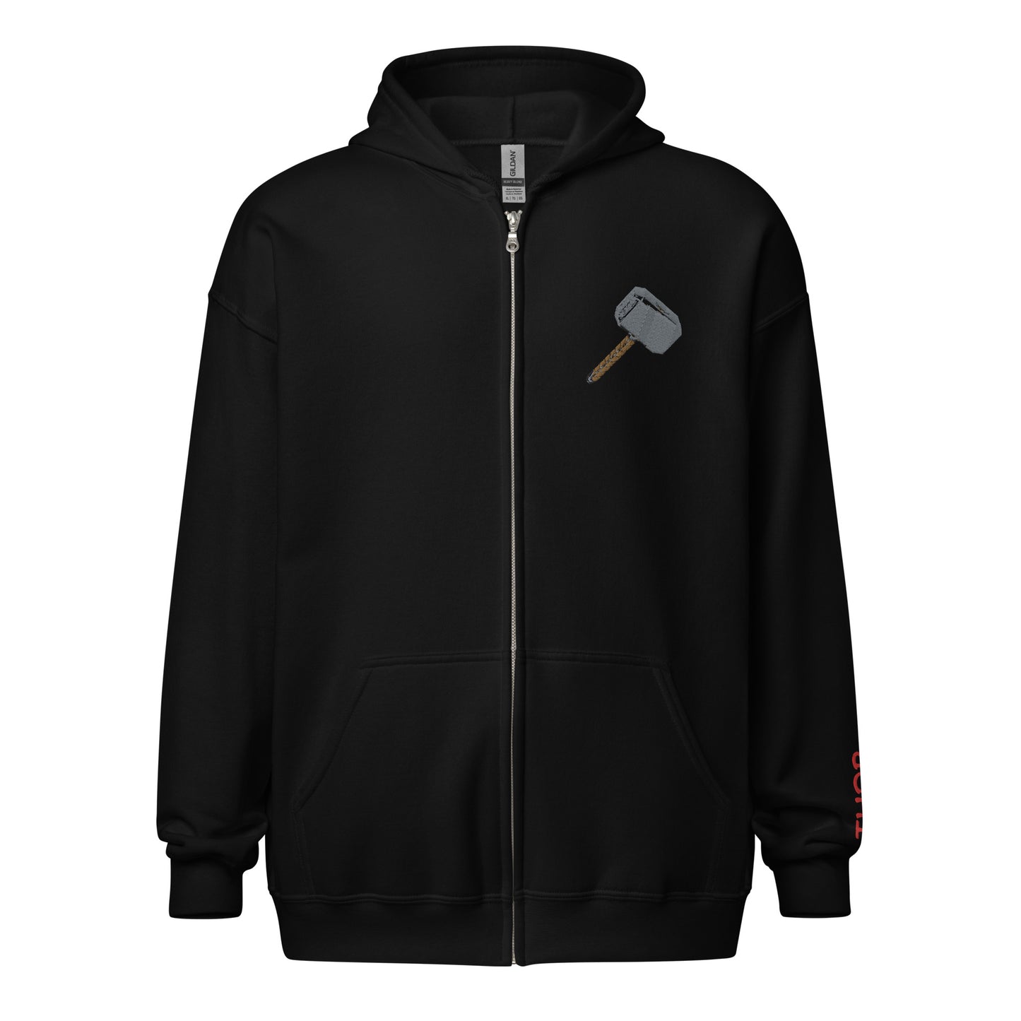 Mjolnir Embroidered Unisex Zip Hoodie