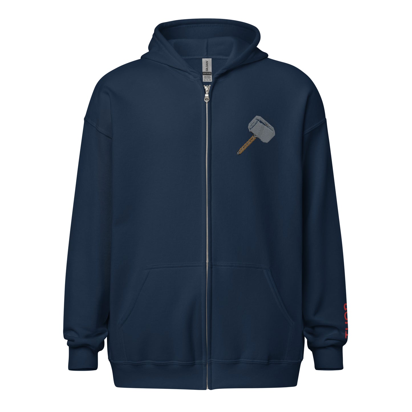 Mjolnir Embroidered Unisex Zip Hoodie