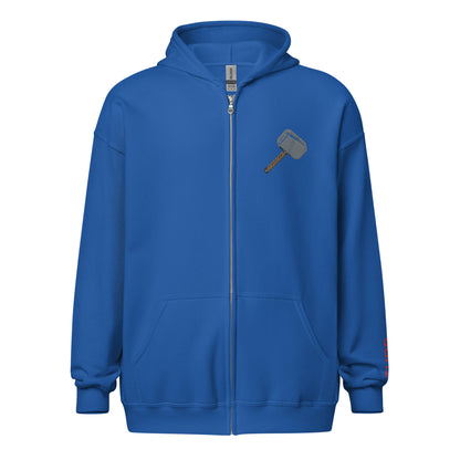 Mjolnir Embroidered Unisex Zip Hoodie