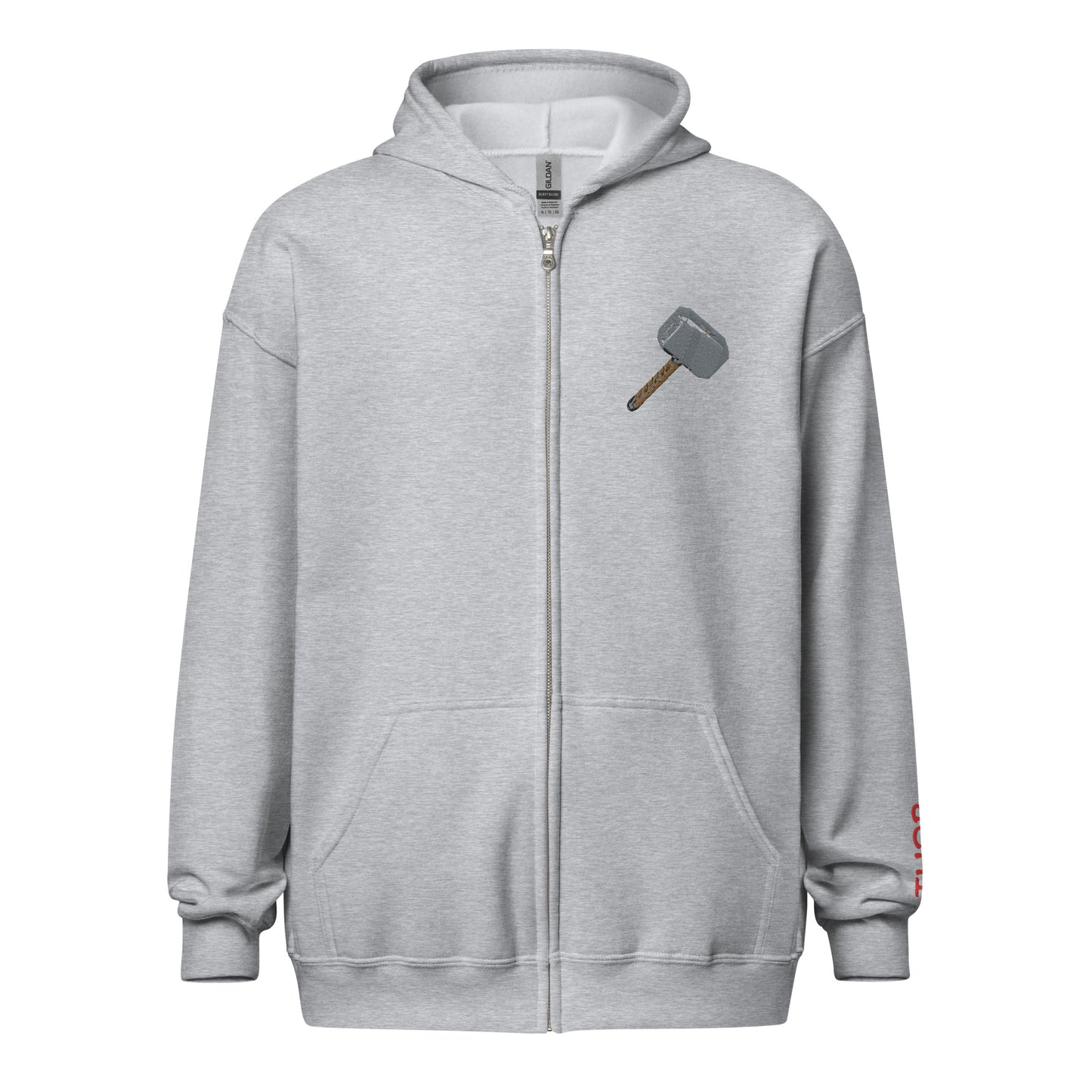 Mjolnir Embroidered Unisex Zip Hoodie