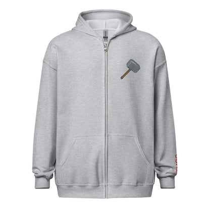 Mjolnir Embroidered Unisex Zip Hoodie