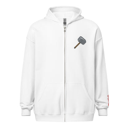 Mjolnir Embroidered Unisex Zip Hoodie