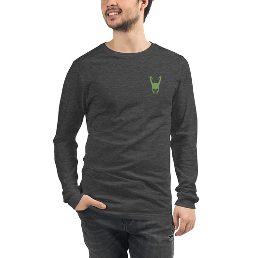 Loki Helmet Embroidered Unisex Long Sleeve Tee