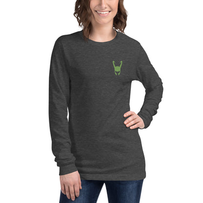 Loki Helmet Embroidered Unisex Long Sleeve Tee