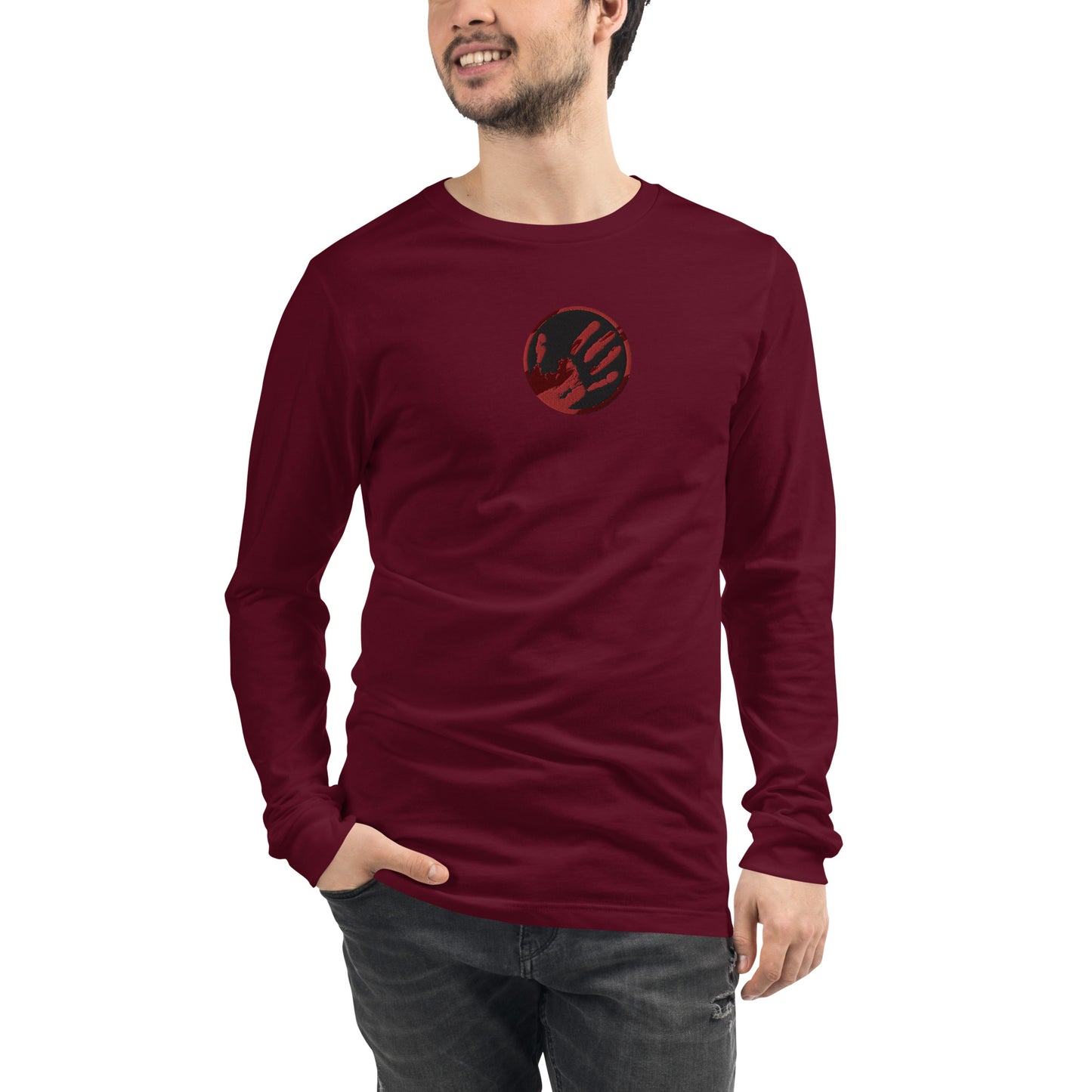 Echo Logo (Blood Red) Embroidered Unisex Long Sleeve Tee