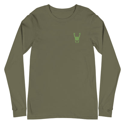 Loki Helmet Embroidered Unisex Long Sleeve Tee